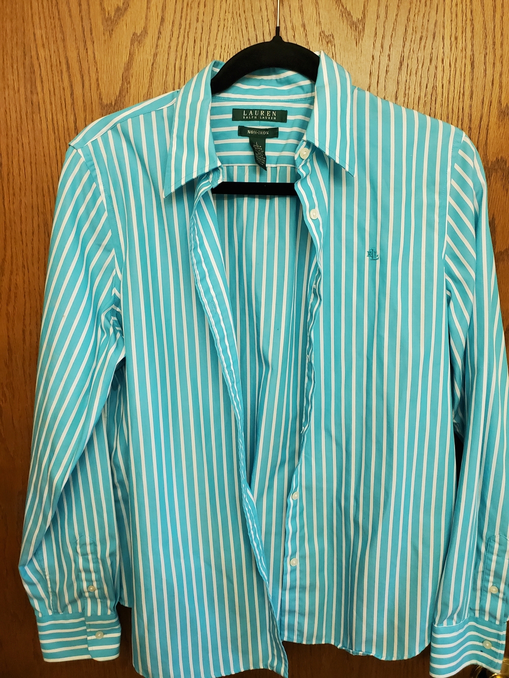 Lauren Ralph Lauren Turquoise & White Striped Button-Down Shirt